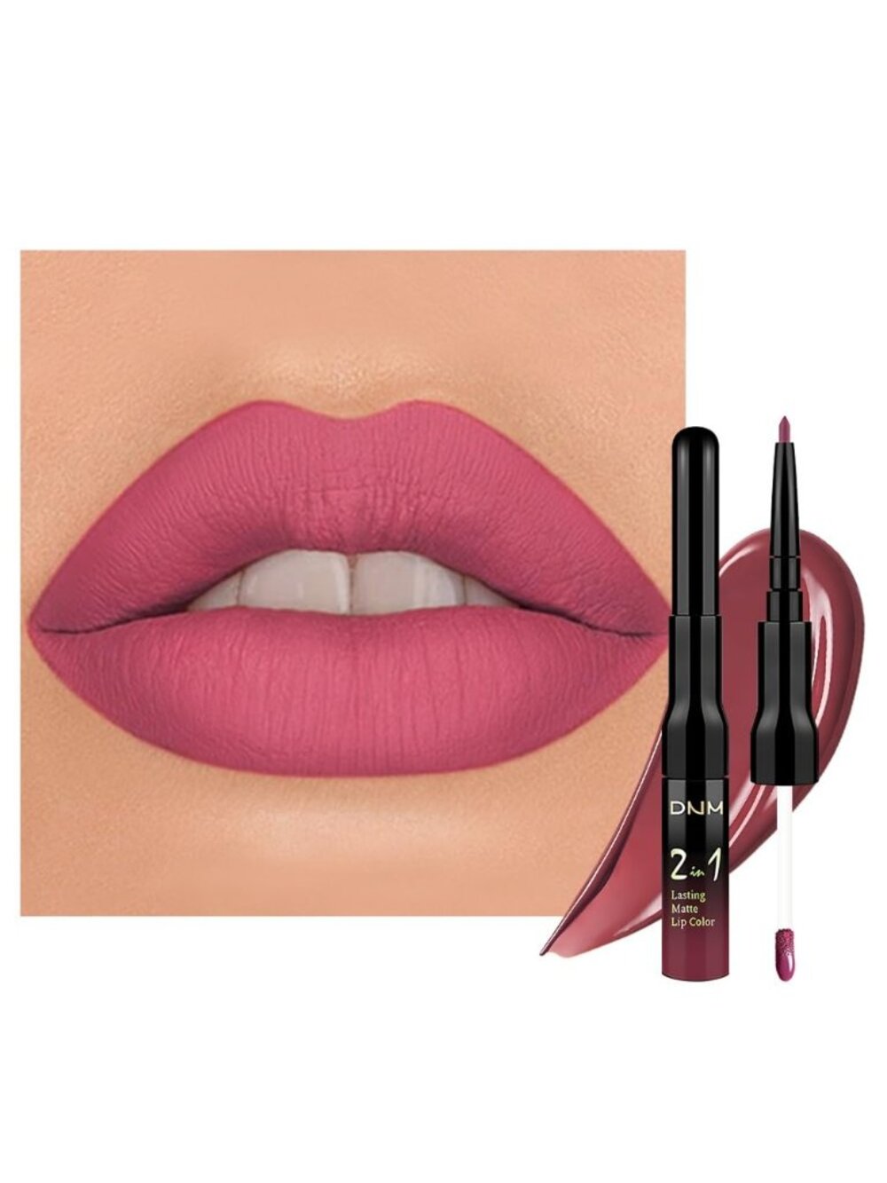 Women's 63#-Hot Mauve 1Pcs Smudge Proof Matte Lip Liner and Liquid Lipstick